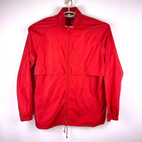 Vintage Woolrich Teton Red Jacket Windbreaker Packable Anorak Rain Coat Large - Picture 1 of 8